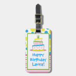Polka Dot Birthday Cake Luggage Tag at Zazzle