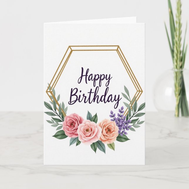 Polka Dot Birthday Flower Card (Front)