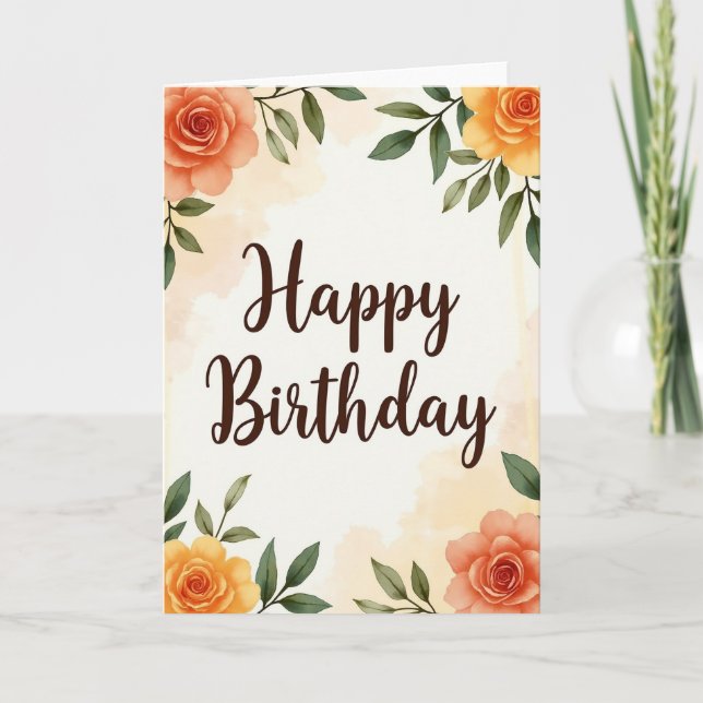 Polka Dot Birthday Flowers Card (Front)