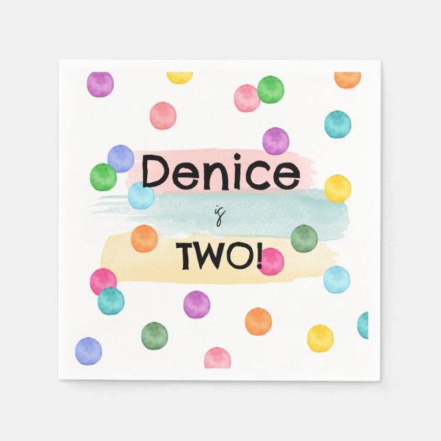 Polka Dot Birthday Party Invite Napkins (Front)