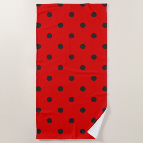 Polka Dot Black and Red Beach Towel