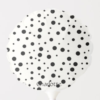 Polka dot black and white Custom Name  Balloon