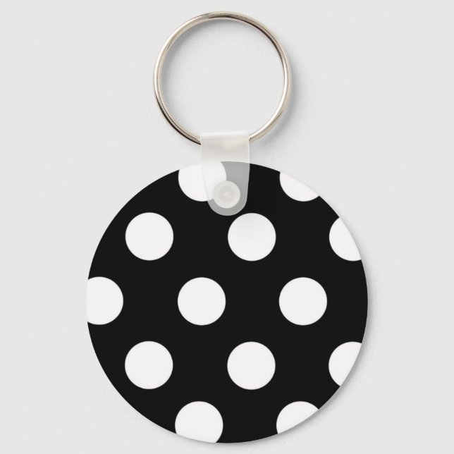 Polka Dot Black and White Keychain (Front)