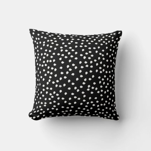 Polka Dot Black and White Throw Pillow