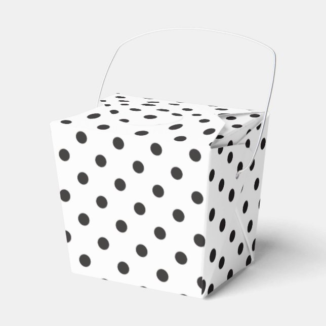 Polka Dot Black And White Wedding Party Favor Boxes (Front Side)