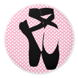 Polka Dot Black Ballet Slippers Furniture Knob