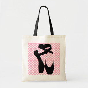 Polka Dot Black Ballet Slippers Tote Bag