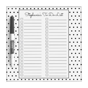 Polka Dot Black & Gray Two Column Checklist Dry Erase Board