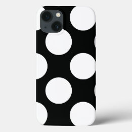 Polka Dot (Black & White) Any Size Customizable iPhone 13 Case