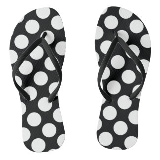 Polka Dot (Black & White) Any Size Customizable Flip Flops