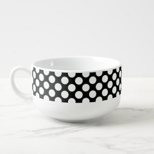 Polka Dot (Black & White) Any Size Customizable Soup Mug