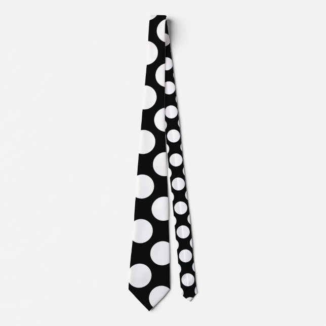 Polka Dot (Black & White) Any Size Customizable Tie (Front)