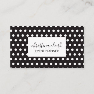 Polka Dot Black White Custom Personalized Business Card