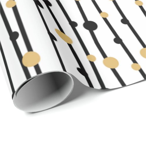 Polka Dot Black White Gold Christmas Pattern Gift Wrapping Paper