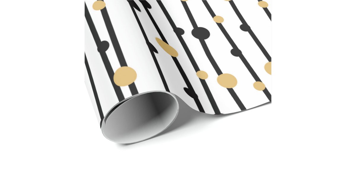 Happy Holidays Pinguin White Rose Gold Black Wrapping Paper, Zazzle