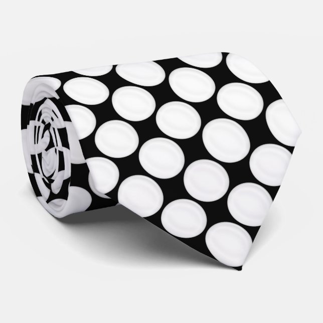 Polka Dot Black & White Tie (Rolled)