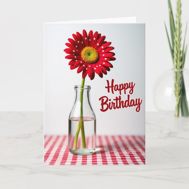 Polka Dot Bloom Birthday Card (Front)