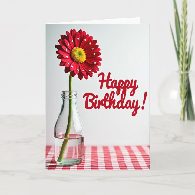 Polka Dot Blossom Birthday Card (Front)