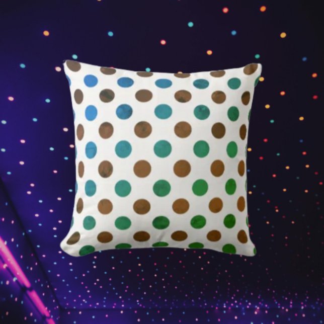 Polka Dot Blue and Green Throw Pillow (Creator Uploaded)