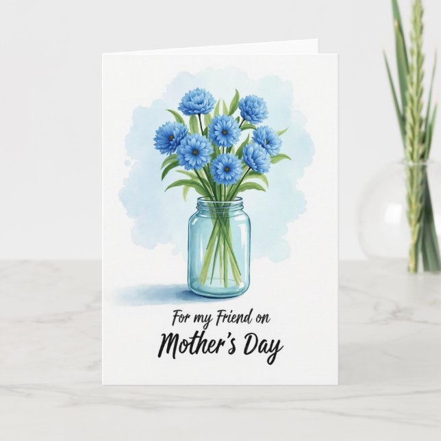 Polka Dot Blue Blossom Friend Card (Front)