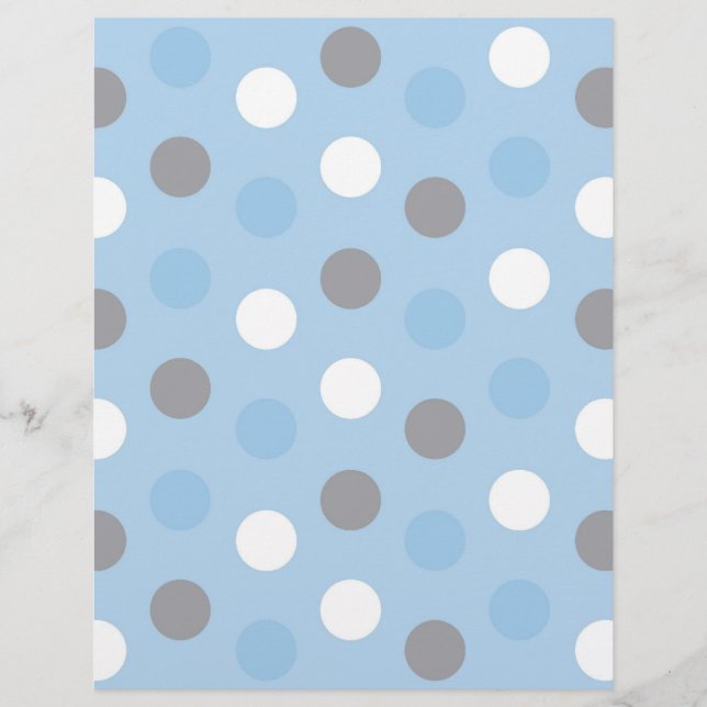 Polka Dot Blue Grey Baby Scrapbook Paper (Front)