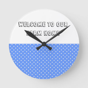 Polka Dot Blue & White Farm Home Clock