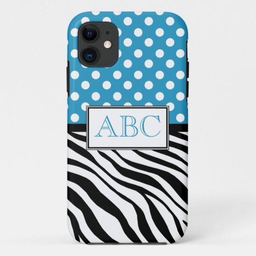 Polka Dot Blue  Zebra Print iPhone 5 Case