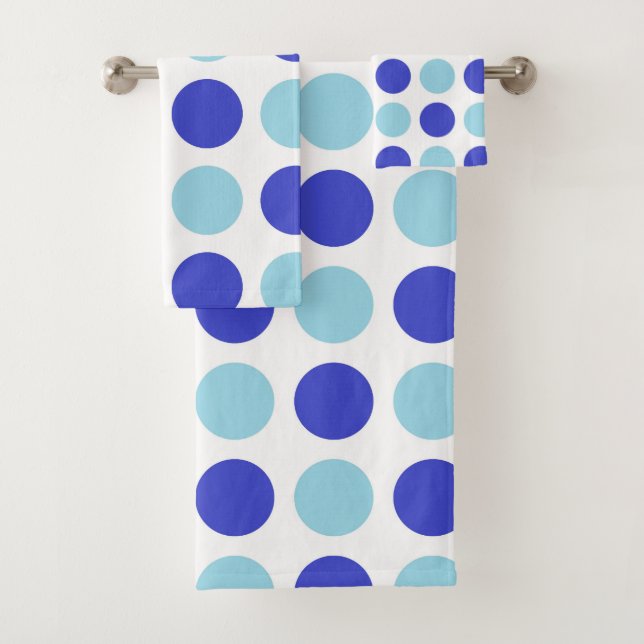 Polka Dot Blues Bath Towel Set (Insitu)