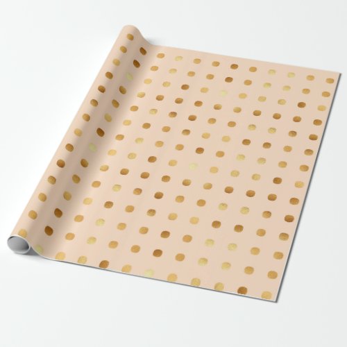 polka dot blush and faux gold foil wrapping paper