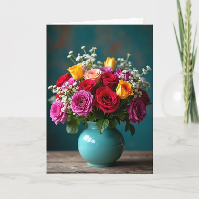 Polka Dot Bouquet Still Life Card (Front)
