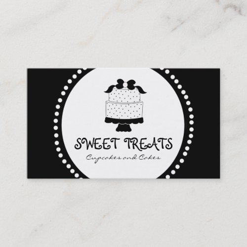 Polka Dot Bow Cake Bakery Business Cards