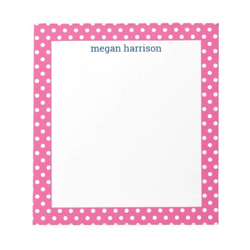 Polka Dot Bright Pink Personalized Notepad