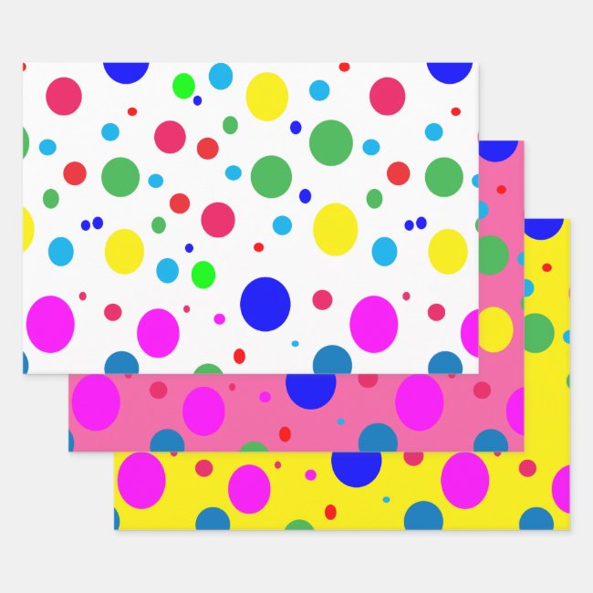Polka Dot Bubble Balloon Wrapping Paper Set
