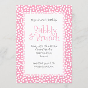 Polka Dot Bubbly and Brunch Pink Invitation