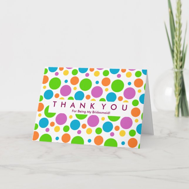 Polka Dot Budge For Being My Bridesmaid Thank You (Front)