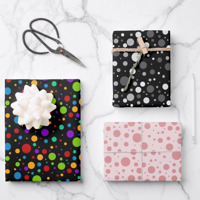 Polka Dot Bundle Wrapping Paper Sheets (Front)