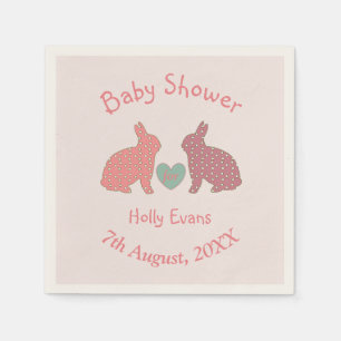 Polka Dot Bunnies Custom Baby Shower Napkins