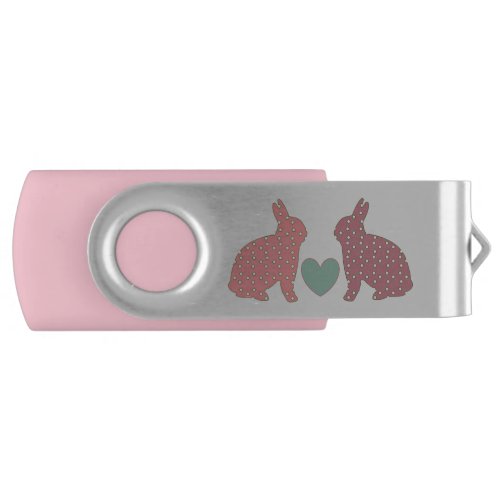 Polka Dot Bunnies Cute Pink Flash Drive