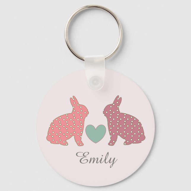 Polka Dot Bunnies Keychain (Front)