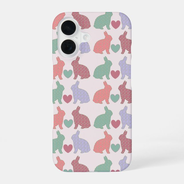 Polka Dot Bunnies Pattern on Pink Iphone Case (Back)