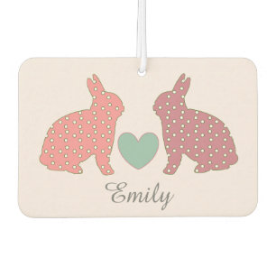 Polka Dot Bunnies Pink Personalised Air Freshener