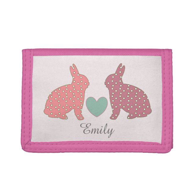 Polka Dot Bunnies Tri-fold Wallet (Front)
