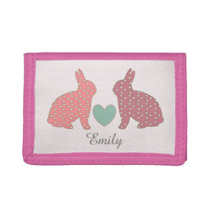 Polka Dot Bunnies Trifold Wallet