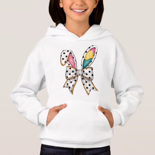 Polka Dot Bunny Bow Hoodie (Front)