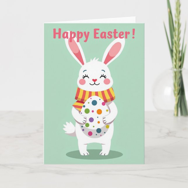 Polka Dot Bunny Easter Card (Front)