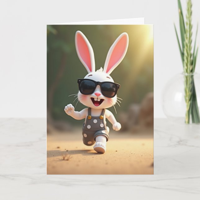 Polka Dot Bunny Fun Time Card (Front)