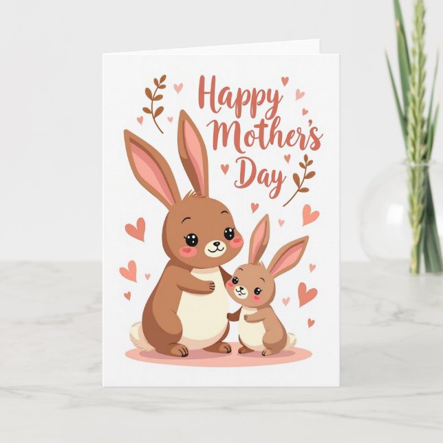 Polka Dot Bunny Love Card (Front)