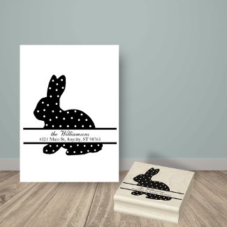 Polka-Dot Bunny Monogram Return Address