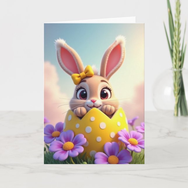 Polka Dot Bunny Spring Card (Front)