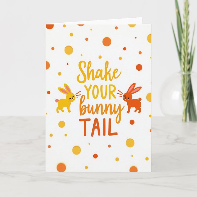 Polka Dot Bunny Tail Shake Card (Front)